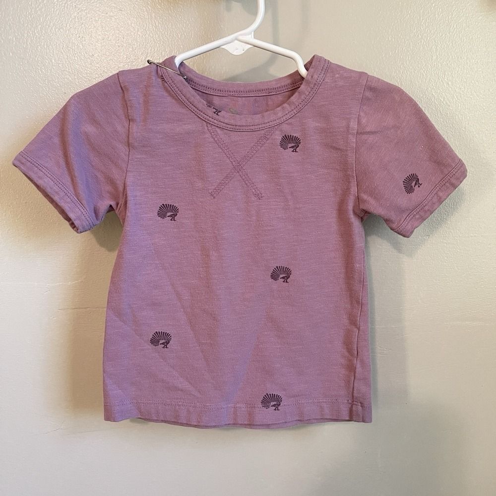 Kate Quinn Little Liam T-Shirt | Purple Peacocks Short Sleeve | 12-18m